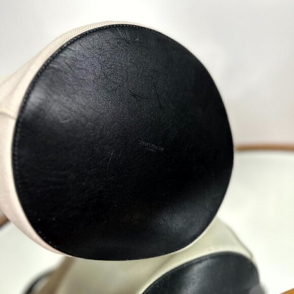 SAINT LAURENT Rive Gauche Bucket Bag in White Linen - Picture 12 of 17